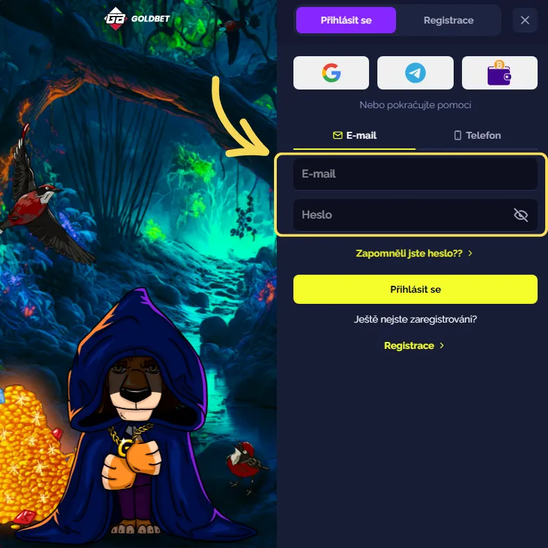 Přihlášení do Goldbet Casino